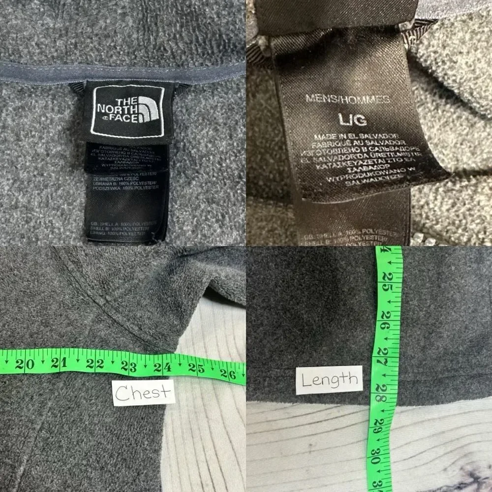 The North‎ Face Mens Size Large Gray Jacket Full Zip Fleece Hiking Outdoor